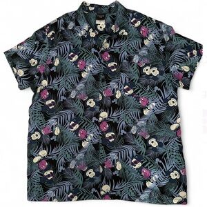 Disney Mickey Mouse Tropical Print Shirt - Black and Purple